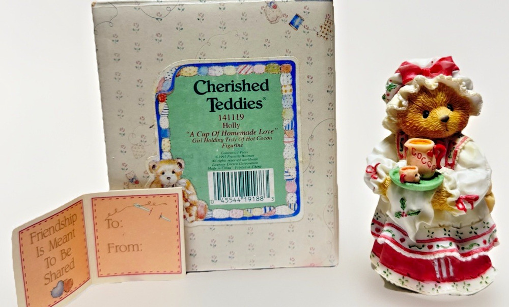 CHERISHED TEDDIES~141119~Holly- A Cup Of Homemade Love- Hot Cocoa (1995) Vintage